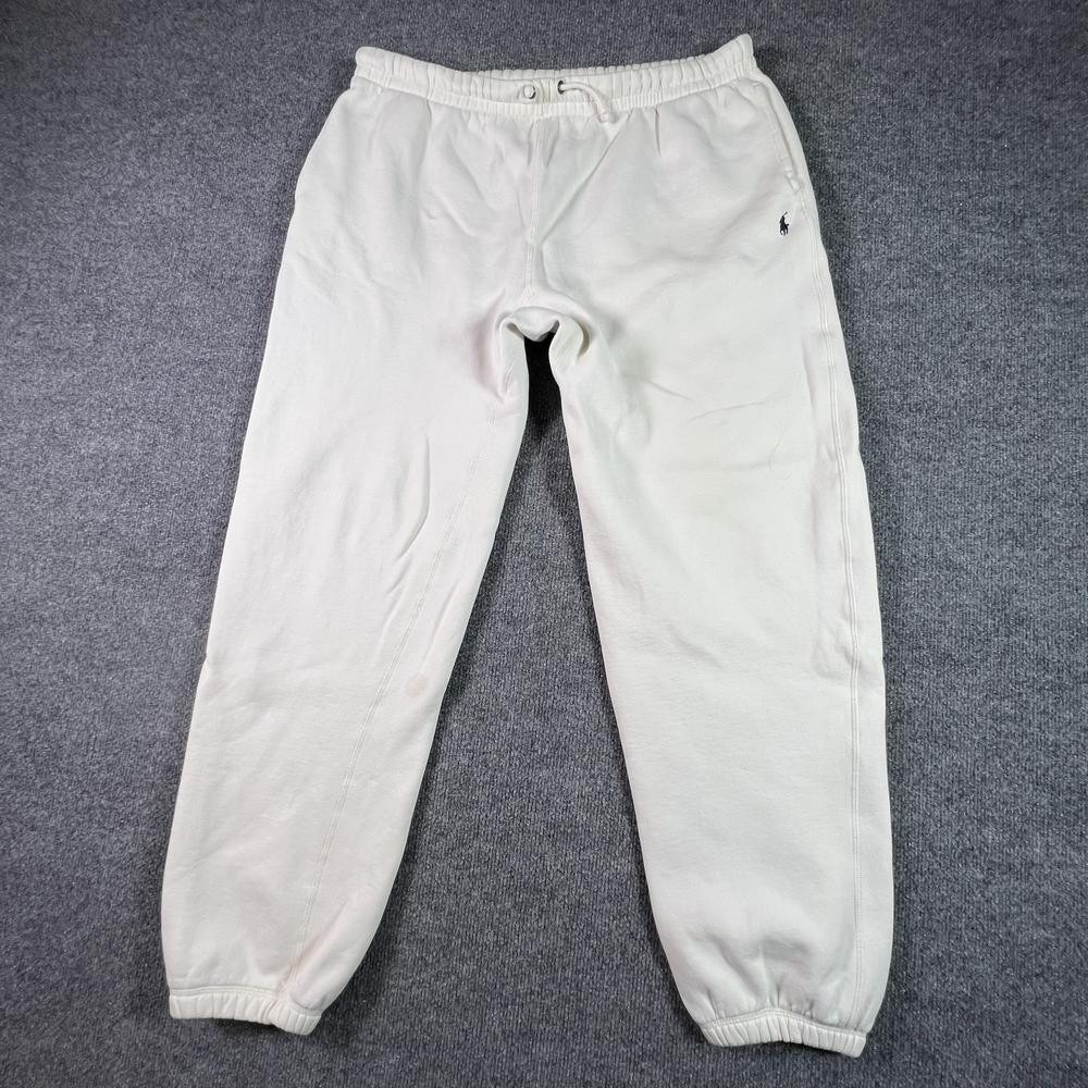 Polo Ralph Lauren Mens White Cotton Fleece Jogger Sweatpants L
